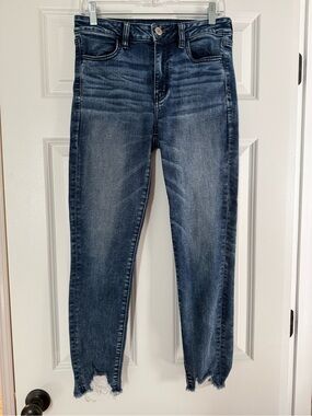 American Eagle Outfitters Women's Dark Blue Cropped Skinny Jeans